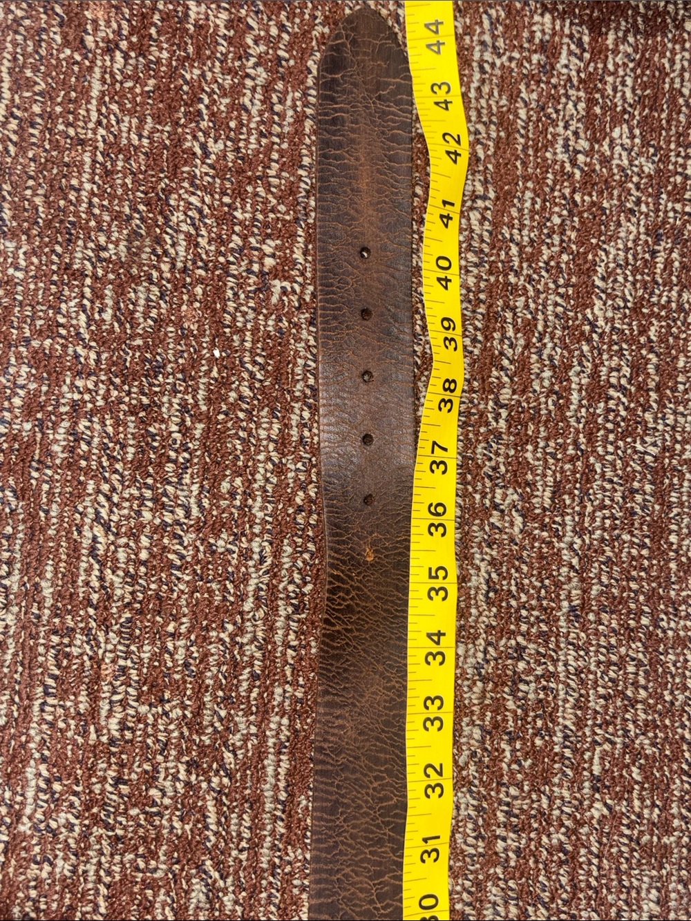 Distressed textured thick leather belt lived in grunge dark brown silver buckle - Picture 11 of 11
